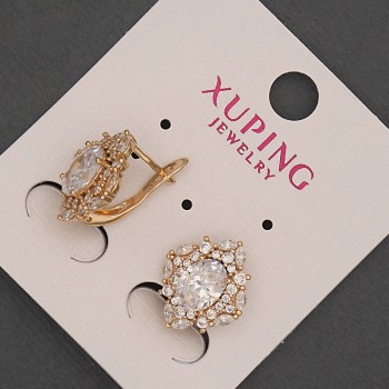 Náušnice Xuping se bílými krystaly a štrasami, průměr 12 mm ±, délka 16 mm ±, pozlacení 18K