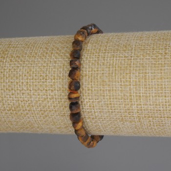 Náramek z tygřího oka broušený kubík, průměr 5×5 mm, délka 18 cm (elastický)