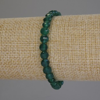 Náramek z chrysoprasu s brusenými mincemi, průměr 6,5 mm, délka 18 cm (elastický)