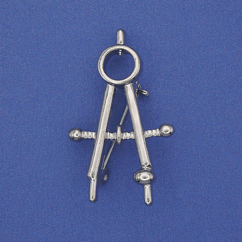 Brož kružítko ze stříbrného kovu 41×24 mm+