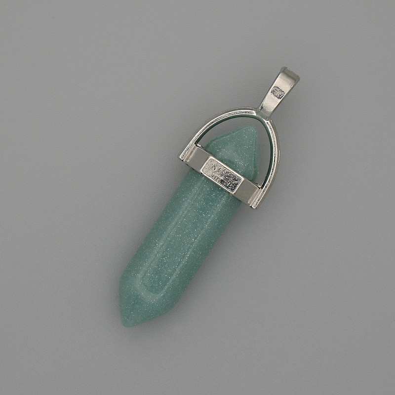 Přívěšek z amazonitu ve tvaru šestiúhelníku – krystalová kulička 8×31×41 mm