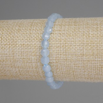 Náramek z akvamarínu – broušené mince, průměr 6 mm, délka 18 cm, elastický