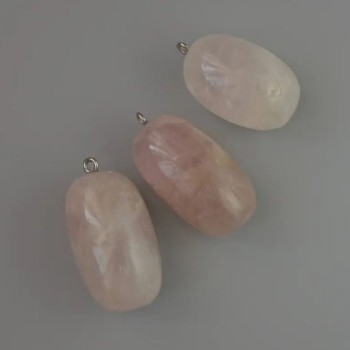Přívěšek z růžového křemene, přírodní kámen, průměr 35×17 mm+
