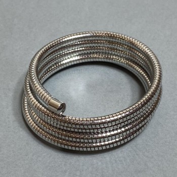 Pružný, ohebný stříbrný kovový náramek, průměr 68 mm+