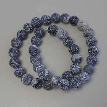 Korálky mrazový achát na vlascu, hladké kuličky, průměr 10 mm, délka 38 cm