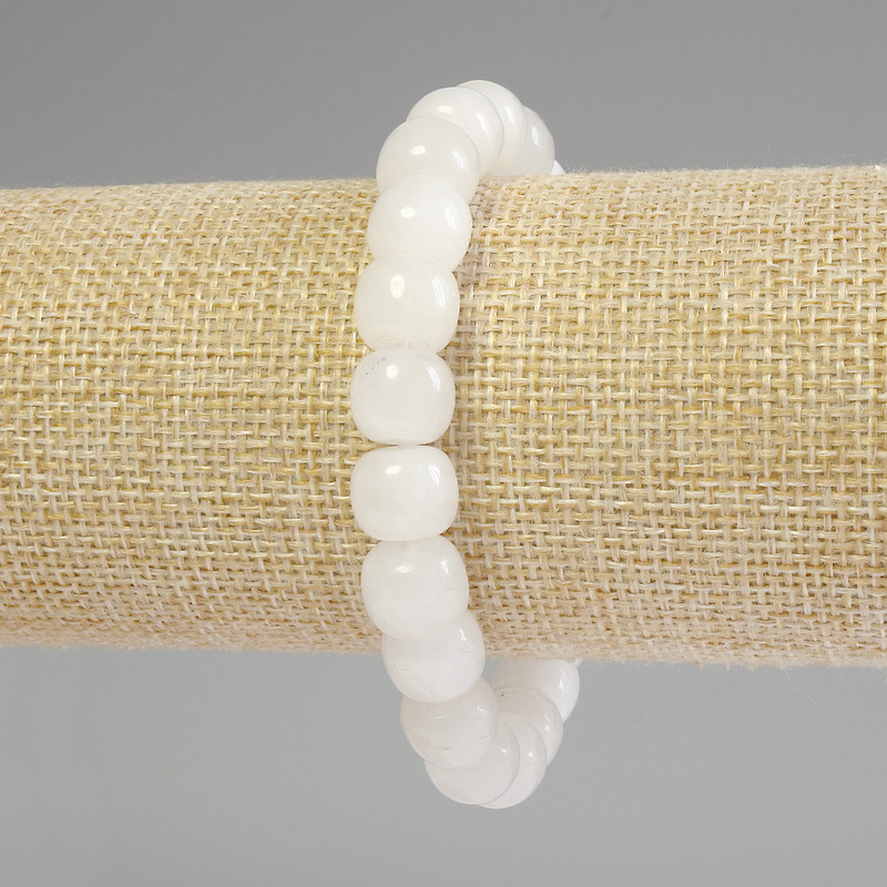 Náramek z horského křišťálu – zaoblené rondely, průměr 10×9 mm, délka 18 cm ±, elastický