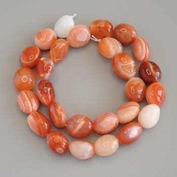 Karneolové galetované korálky, průměr 16–19×11–13 mm, na niti, délka 40 cm+