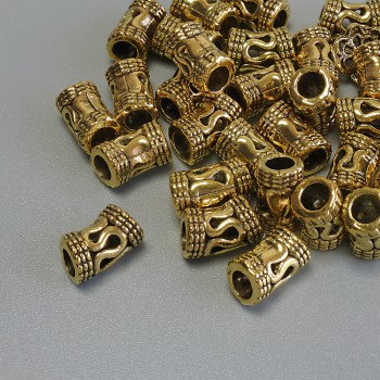 Zlatá korálka-vložka, barva kovu: zlato, průměr 9×5 mm, díra 3,5 mm, balení 20 g (~29 ks)