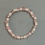 Náramek z českého křišťálu a rondelů, průměr 8×6 mm, ± perly (umělé) korálky 6 mm ± s kovovými vsadkami, délka 18 mm ± elastický