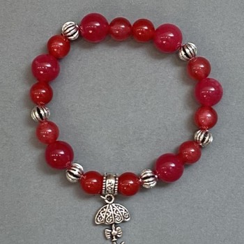 Náramek z turmalínu – hladké kuličky 8 mm ±, 10 mm ± se kovovými vsadkami, délka 18 cm ±, elastický