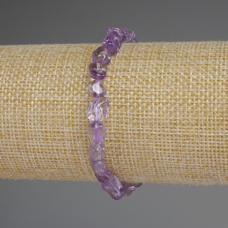 Náramek z ametystu, fasetované korálky, průměr 8×6 mm, délka 18 cm, elastický