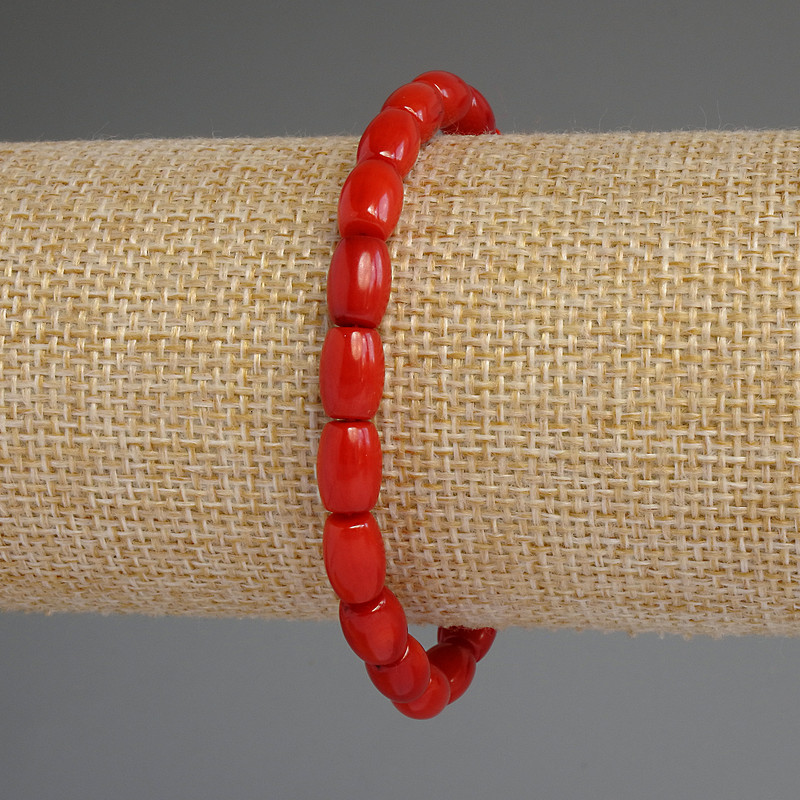 Náramek z korálu barilkové 9×6 mm, délka 18 cm, na elastické šňůrce