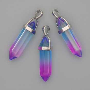 Přívěšek ze skla různých barev, šestiúhelníkový krystal ve tvaru koule, 8×31×41 mm+