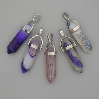 Přívěsek z agátu – šestiúhelníkový krystal, kulička 8×31×41 mm
