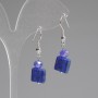 Náušnice lazurit broušený čtverec 10×10 mm ± české sklo rondel 6×5 mm ±, délka 37 mm ±