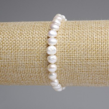 Náramek z říčních perel 7–7,5 × 6–6,5 mm, délka 18 cm, elastický