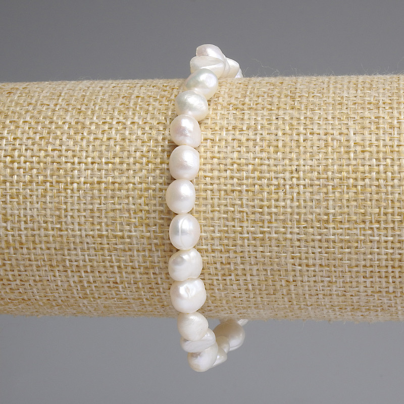 Náramek z říčních perel 7–8×6 mm a 5–7 mm, délka 18 cm, elastický