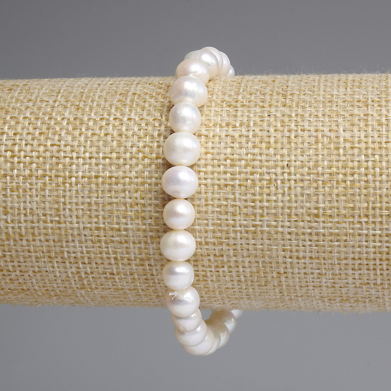 Náramek z říčních perel 7–8×6–6, 5 mm, délka 18 cm, elastický