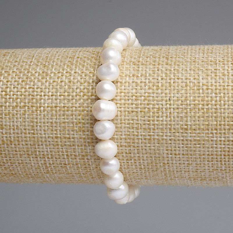 Náramek z říčních perel 7–8×7 mm, délka 18 cm, elastický