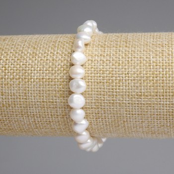 Náramek z říčních perel 9×8 mm, délka 18 cm, elastický