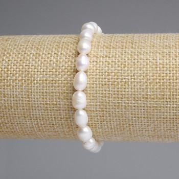Náramek ze sladkovodních perel 7×5–5,5 mm, délka 18 cm, elastický