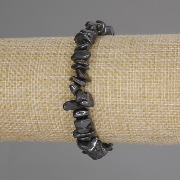 Náramek z hematitu čipových korálků, průměr 8–11×4–6 mm, délka 18 cm, elastický