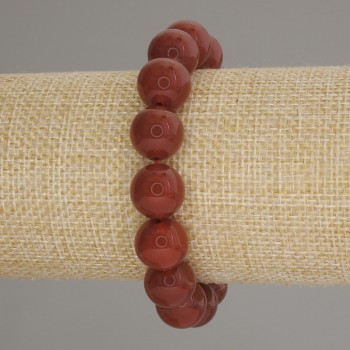 Náramek z karneolu – hladké kuličky, průměr 12 mm ±, délka 18 cm ±, elastický