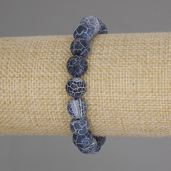 Náramek «Mrazivý achát» – hladké kuličky, průměr 10 mm, délka 18 cm, elastický