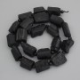 Korálky turmalín šerl nerafinovaný kámen, průměr 15–18 × 10–12 mm ± biser 4–5 mm ± na niti, délka 41 cm+