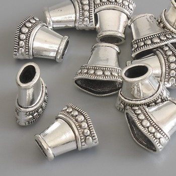 Koncovka na šperky, průměr 14×15 mm, průměr otvoru 6 mm ±, délka 13 mm ±, stříbrný odstín kovu, balení 20 g ±, 13 ks ±