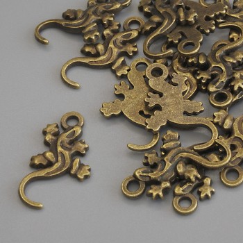 Přívěšek Salamandra, bronzová barva kovu, průměr 22×12 mm ± balení 15 ks