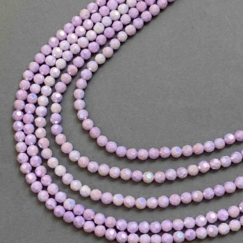 Korálky z českého křišťálu fialové na niti, broušené koule, průměr 6 mm + -, délka 38 cm +