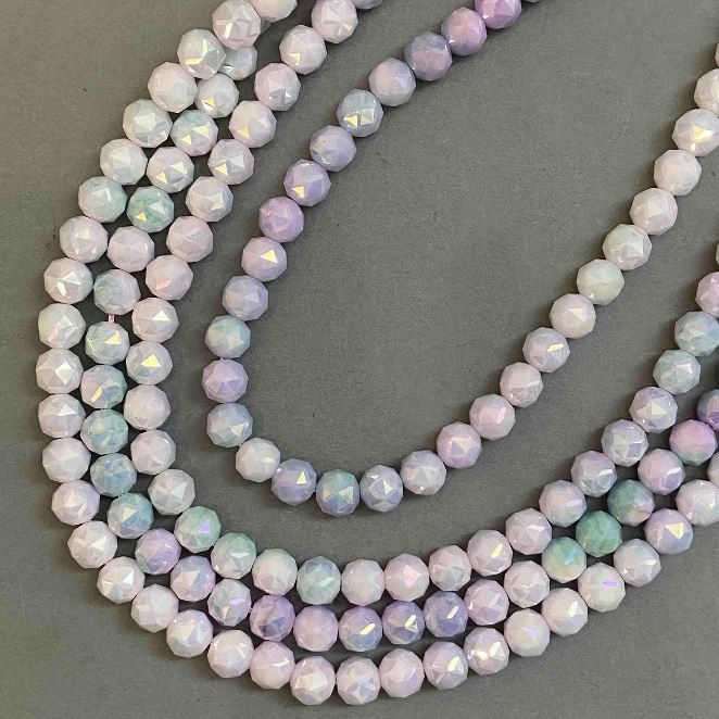 Korálky Český křišťál multicolor na niti, broušené kuličky, průměr 8 mm + -, délka 38 cm +