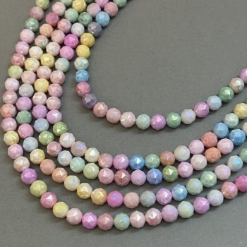 Korálky Český křišťál, vícebarevné, na niti, broušené kuličky, průměr 8 mm, délka 38 cm