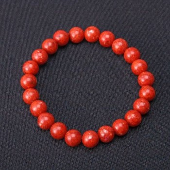 Náramek z houbového korálu, hladká kulička, průměr 8 mm, na elastické gumičce