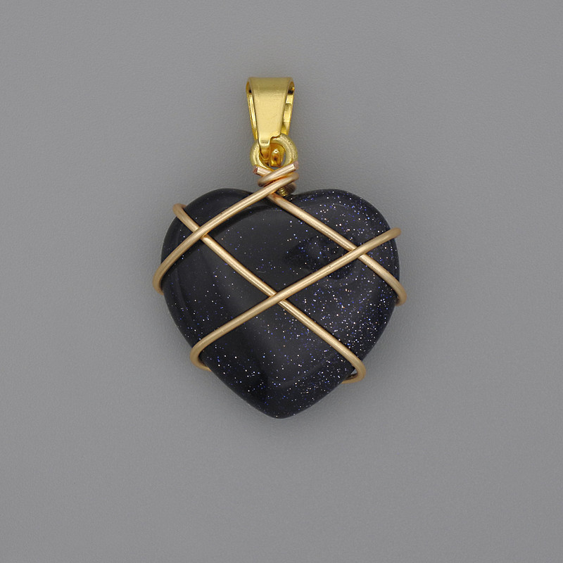 Přívěšek srdce z aventurínu Noční Kaíra 21×21 mm ±, průměr 30 mm