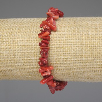 Náramek z korálu – drobné kousky 7–12×3–5 mm, délka 18 cm, elastický