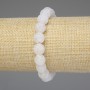 Náramek z bílého mrazivého achátu, hladké kuličky 10 mm, délka 18 cm, elastický