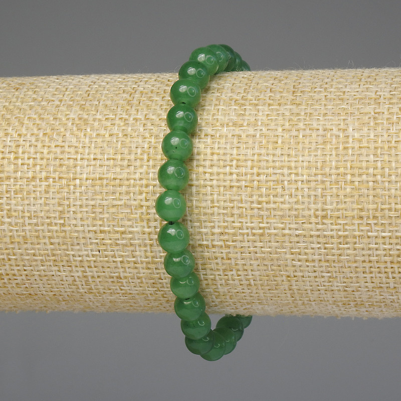 Náramek z chrysoprasu – hladké kuličky 6 mm, délka 18 cm, elastický