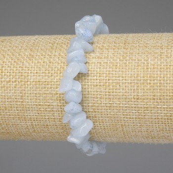 Náramek z akvamarínu – drobné úlomky, 7–8×4–7 mm, délka 18 cm, elastický