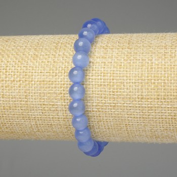 Náramek z modrého kočičího oka – hladké kuličky 8 mm, délka cca 18 cm, elastický