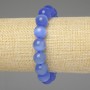 Náramek modrého kočičího oka, hladké korálky 12 mm, délka 18 cm, elastický