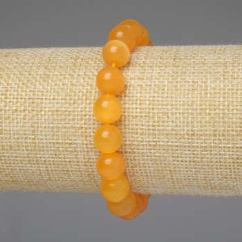Náramek ze žlutého kočičího oka – hladká korálka 10 mm, délka 18 cm, elastický