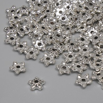 Korálkové víčko pro korálek, barva kovu: stříbrná, průměr 5×1,5 mm, otvor 1,2 mm, balení 91 ks