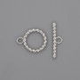Zápínání toggle, průměr 22×2,5 mm; kruh Ø 15 mm; otvor Ø 10 mm; stříbrná barva kovu