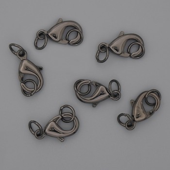 Karabinkové zapínání 15×9 mm, černá barva kovu