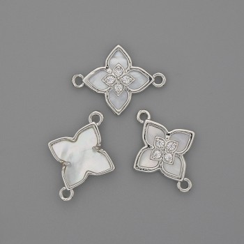 Конектор Перламутр 15х19мм+- сріблястий метал