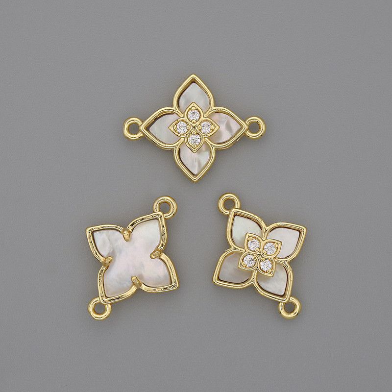 Konektor perleťový 15×19 mm ± zlatistý kov