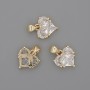 Přívěšek „Srdce“ s bílými krystaly 12×12 mm ±, délka 17 mm ±, zlatý kov