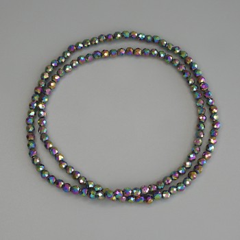 Hematitové korálky duhové barvy, broušené kuličky 3 mm ± na niti, délka 38 cm+